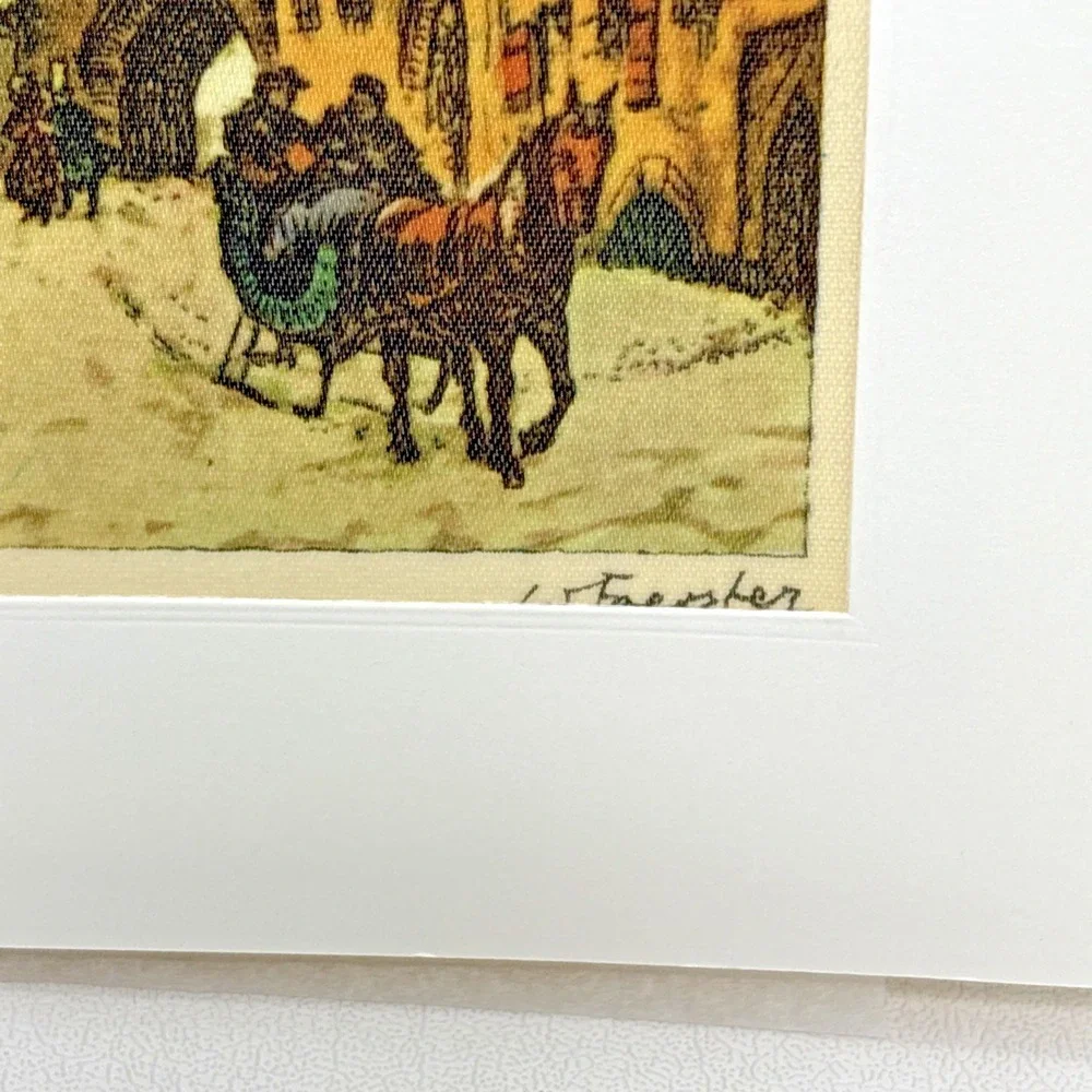 Vintage Fabric Rothenburg Tauber Kunstverlag Ernst Geissendorfer Card‎ Handmade
